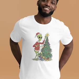 Lustiges Alien Weihnachts T-Shirt: Nikolausmütze, Urlaub Humor