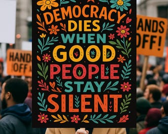 Protect Democracy Protest Poster, No Kings Rally Day Protests Sign, Anti-Trump, Political Activist Poster, Rally Sign, Resist Fascism Poster