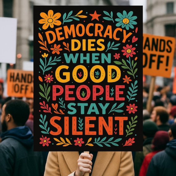 Protect Democracy Protest Poster, No Kings Rally Day Protests Sign, Anti-Trump, Political Activist Poster, Rally Sign, Resist Fascism Poster