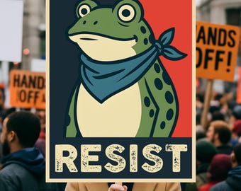Portland Frog Anti-ICE-Protestschild, Anti-Trump, keine Könige in Amerika, Plakat für den politischen Aktivisten der Democracy, Schild für die Faschismus-Kundgebung