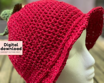 90er Jahre Häkelhut Fischerhut, Sommerhüte, Erdbeer Häkelmütze, Fischerhut für Männer und Frauen, Unisex Strickmütze