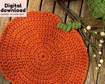 Crochet pattern Thanksgiving fall pumpkin placemats, crochet pattern pumpkin table décor, autumn theme placemats crochet pattern, fall table