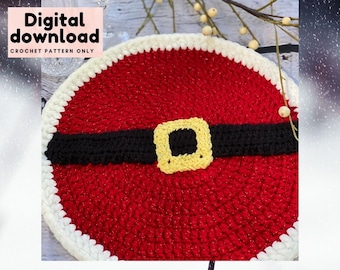 Cute Santa placemat crochet pattern, Christmas table decor, step by step DIY holiday table decoration, hostess Xmas gift, instant download