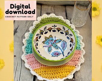 Cute easter egg placemat crochet pattern, Easter table decor, step by step DIY spring table decoration, hostess soft gift, instant download