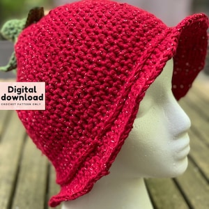 90s crochet bucket hat pattern, summer hats, strawberry crochet bucket hat pattern, bucket hat for men and women, unisex bucket hats