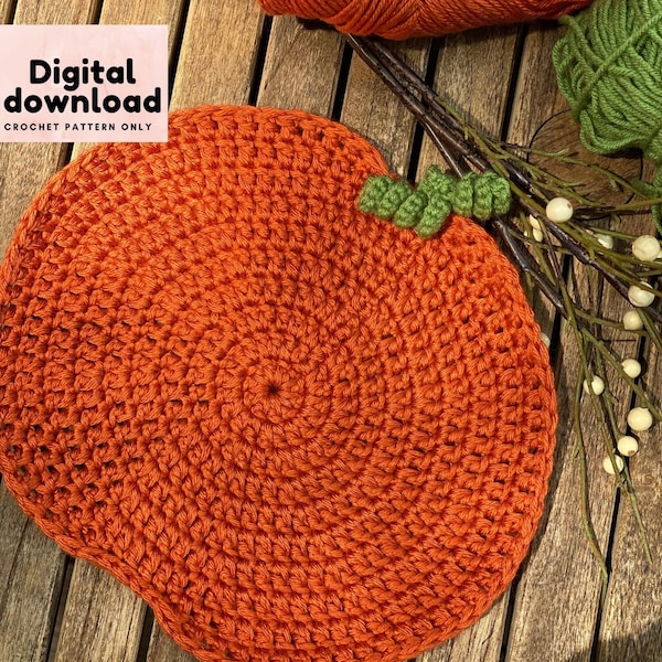 Crochet pattern Thanksgiving fall pumpkin placemats, crochet pattern pumpkin table décor, autumn theme placemats crochet pattern, fall table