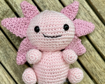 Axolotl plushie, crochet Axolotl plush amigurumi animal, plushies salamander walking fish kawaii toy, Minecraft crochet  plush cute toy