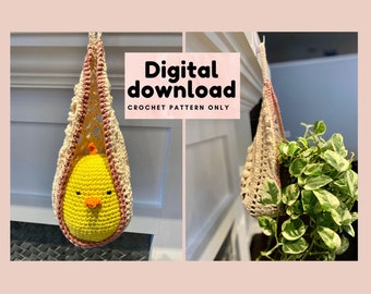 Elegant wall basket crochet pattern, tear shape basket to hang plants and plushies, Instant download, PDF with step by step instructions