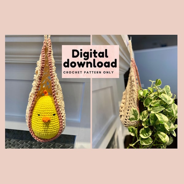 Elegant wall basket crochet pattern, tear shape basket to hang plants and plushies, Instant download, PDF with step by step instructions