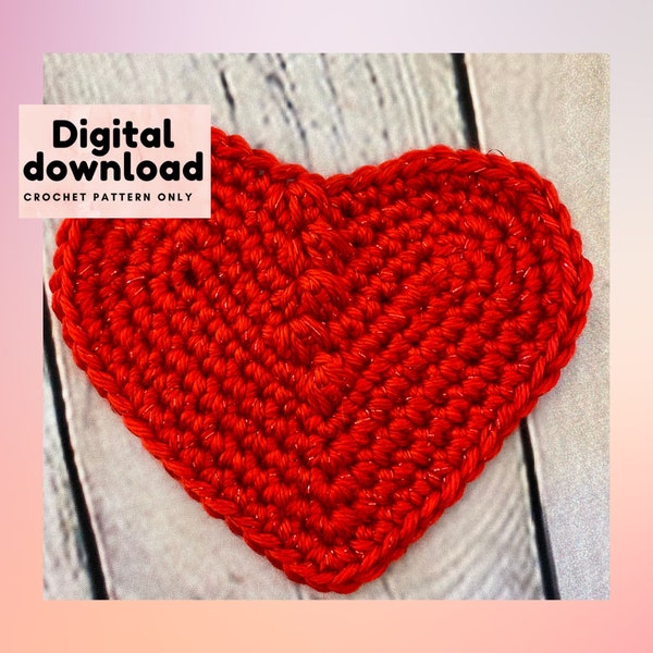 Elegant simple heart coasters crochet pattern, instant download PDF with step by step instructions and pictures, US terms, DIY valentine day