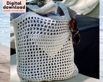 Trendy Prada inspired beach bag crochet pattern, PDF instant download, crochet for fashion lovers, US terminology step by step pattern