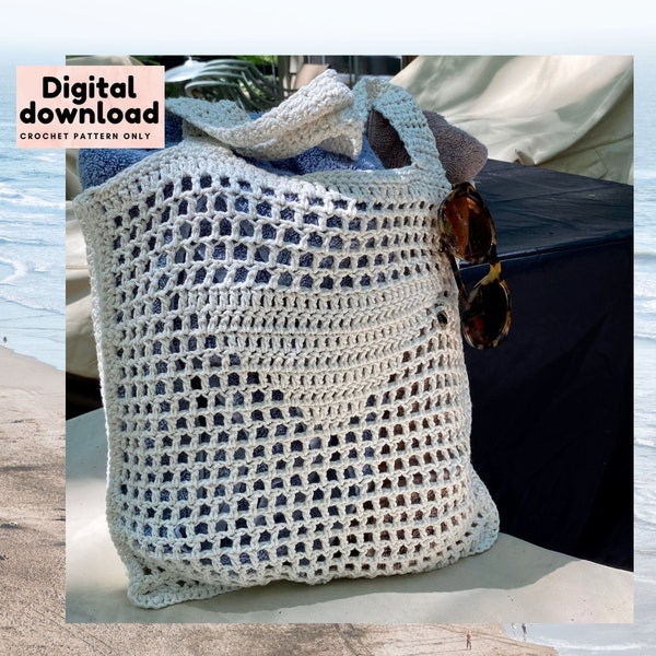 Modèle au crochet de sac de plage inspiré de Prada, téléchargement instantané PDF, crochet pour les amateurs de mode, modèle étape par étape de terminologie américaine