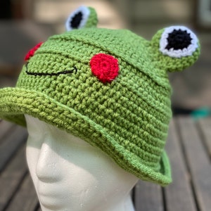 90s crochet bucket hat pattern, summer hats, frog crochet bucket hat pattern, bucket hat for men and women, unisex bucket hats, frog hat image 3