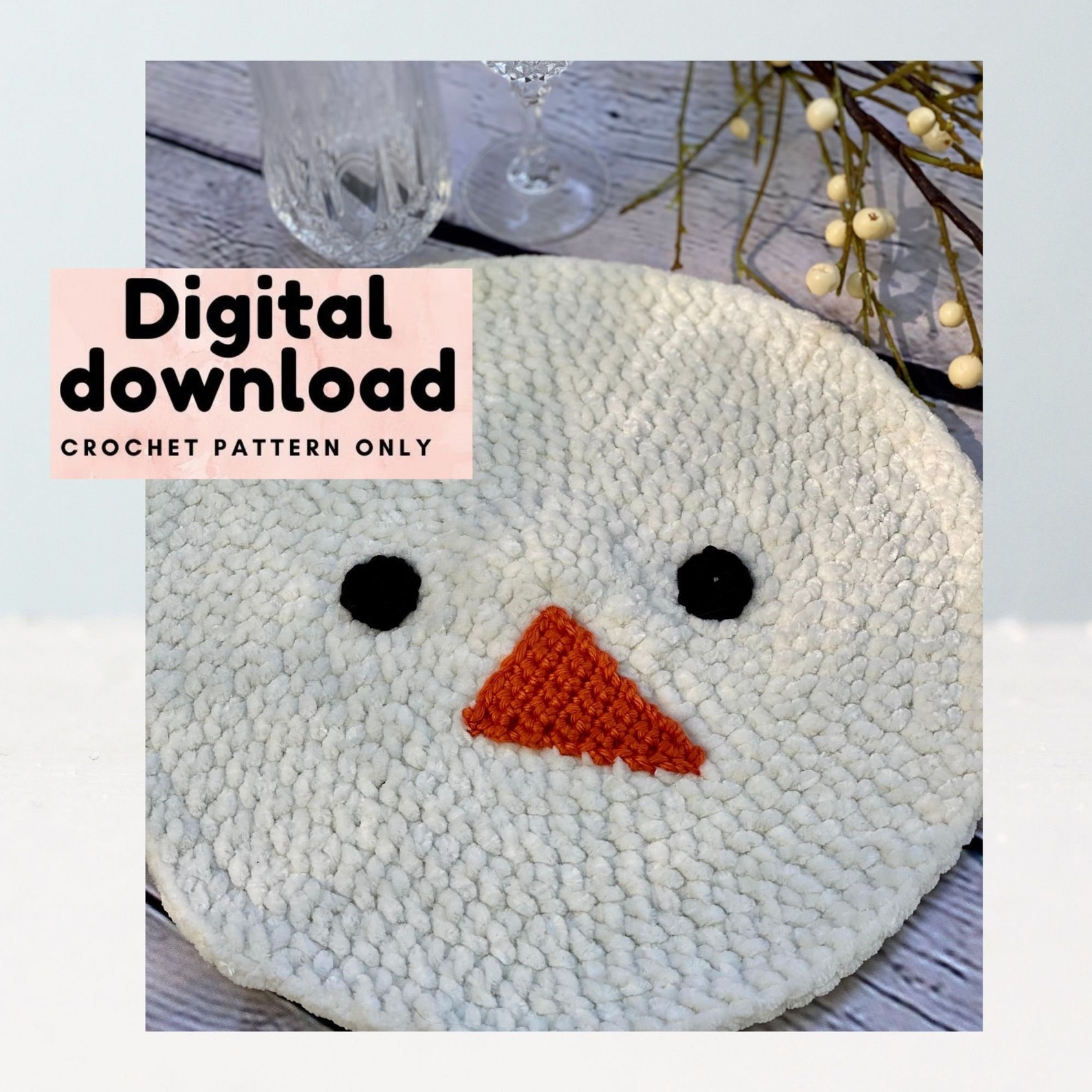 Cute Snowman Placemat Crochet Pattern Christmas Table Decor Etsy