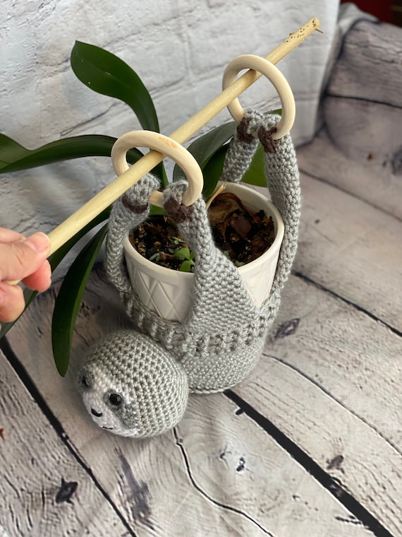 Handmade Crochet Adorable/cute Sloth Plant Holder, Baby Nursery