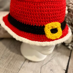 90s Santa Claus crochet bucket hat pattern, trendy hats, bucket hat for men and women, unisex bucket hats, Christmas Headwear, Holiday fun image 3