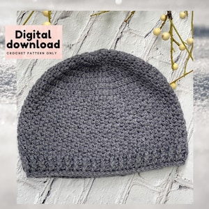 May include: A gray crocheted beanie hat. Digital download crochet pattern only.