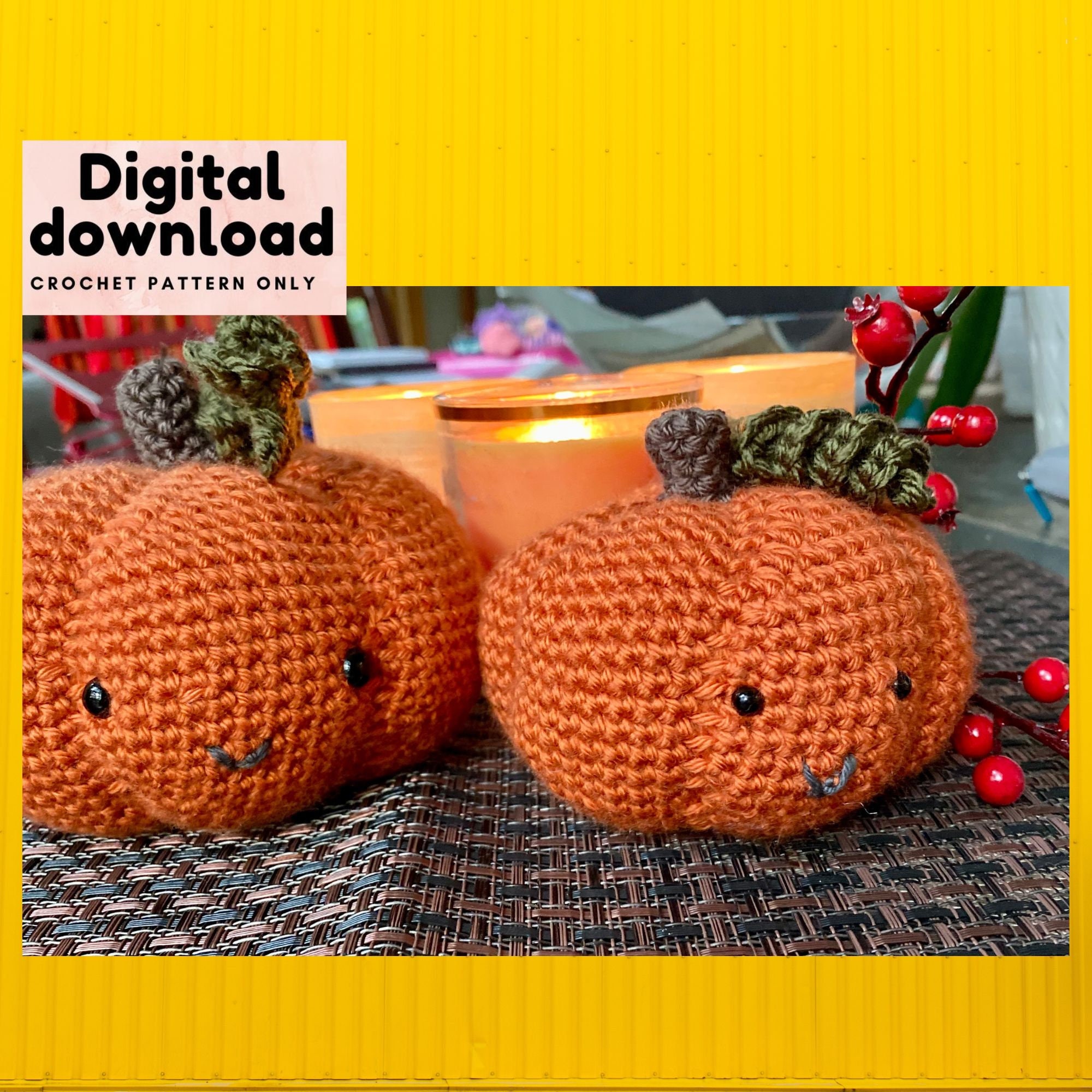 mama and baby crochet pumpkin pattern, décor thanksgiving Halloween, step by step stuffed fall autumn table decoration, hostess fall gift