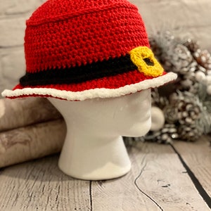 90s Santa Claus crochet bucket hat pattern, trendy hats, bucket hat for men and women, unisex bucket hats, Christmas Headwear, Holiday fun image 2