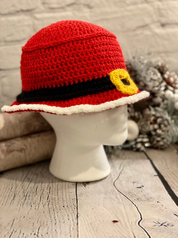 90s Santa Claus Crochet Bucket Hat Pattern, Trendy Hats, Bucket