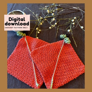 Crochet pattern thick Thanksgiving fall pumpkin pot holders, cotton absorbent hot plates, table décor, autumn theme kitchen, fall table