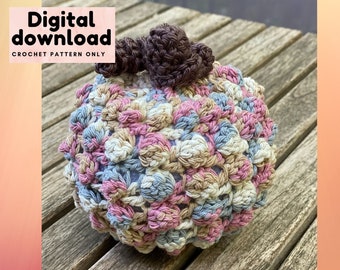 Boho style textured pumpkin crochet pattern, instant download pdf thanksgiving holiday fall autumn, easy to read, holiday décor Halloween