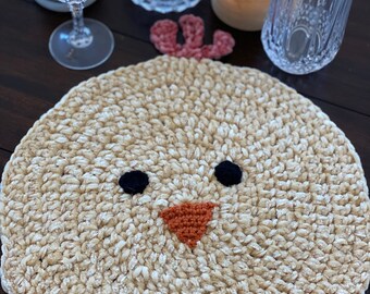 Cute adorable chick/duckling crochet placemats for Easter, Spring table decoration, table décor hostess housewarming gift, table setting