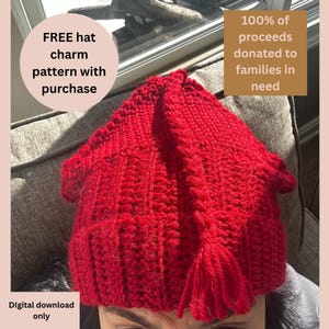 Melt the ice red resistance hat crochet pattern- ALL proceeds go to help immigrant families. Get a FREE pattern to the red hat charm!
