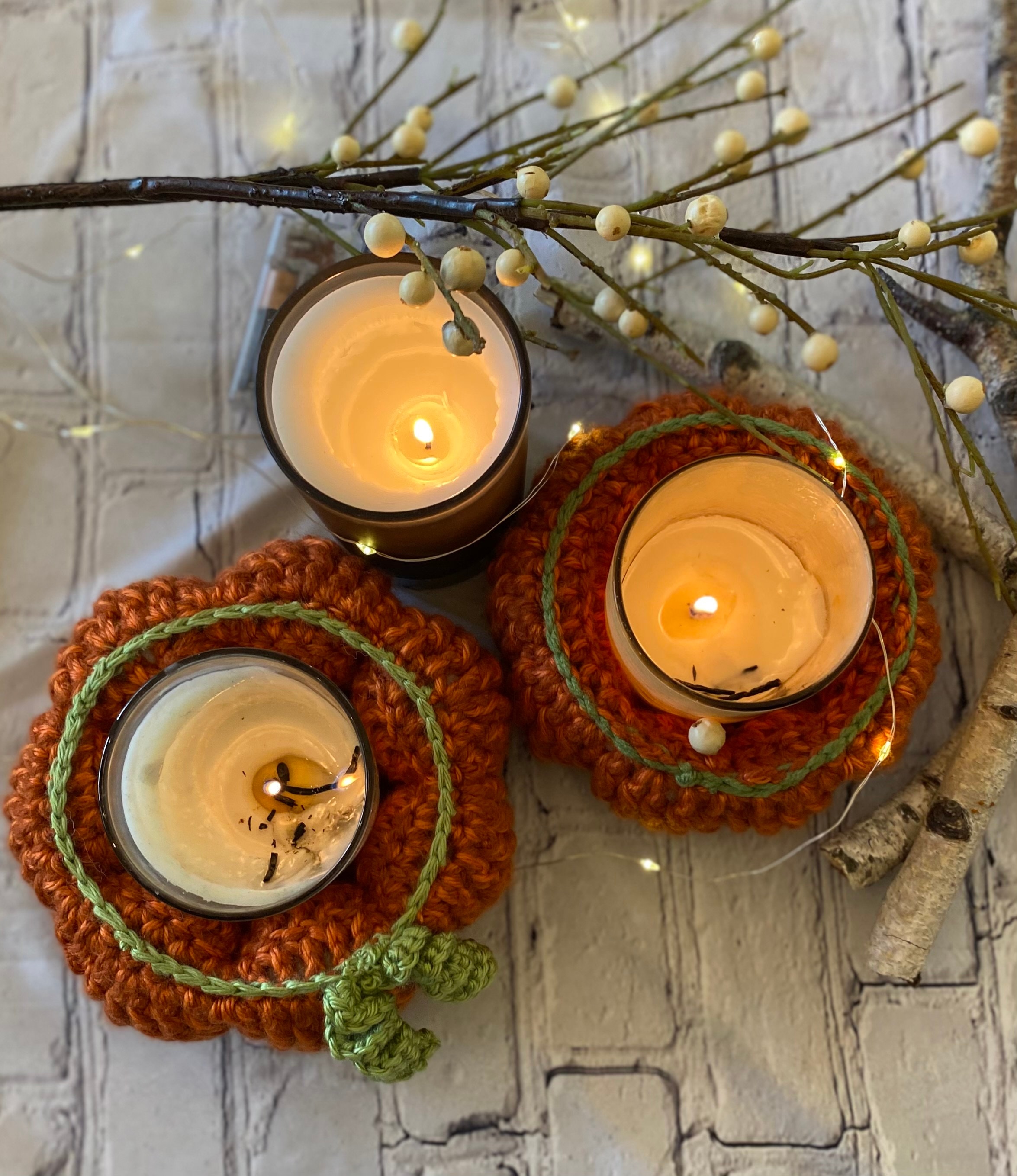 Rustic Farmhouse Pumpkin Candle Holder Crochet Pattern, Instant