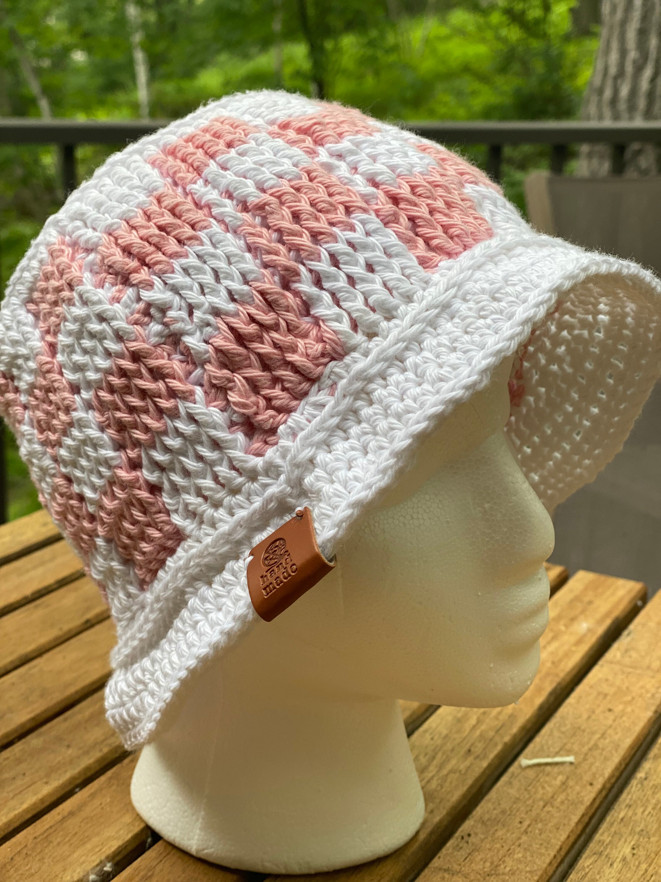 90s 70s Checkered Crochet Bucket Hat Pattern, Digital