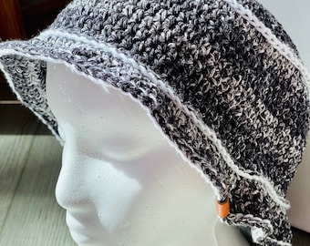 Cute 90s crochet bucket hat for men and women, summer cool knit bucket hat, cotton crochet bucket hat,Black white bucket hat, custom bucket