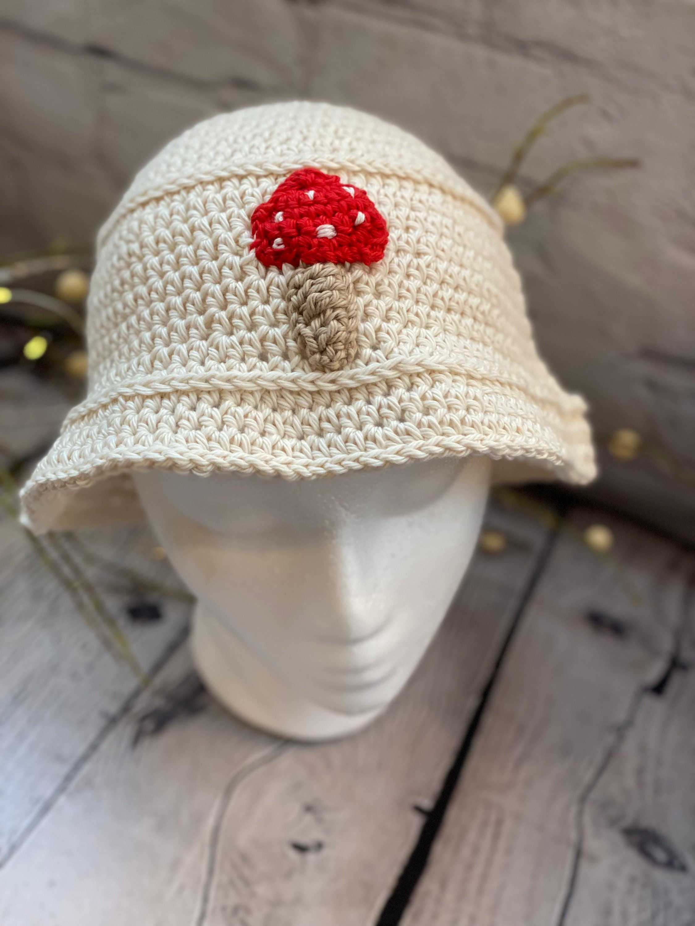 70s 90s Crochet Bucket Hat Pattern, Summer Hats, Mushroom Crochet
