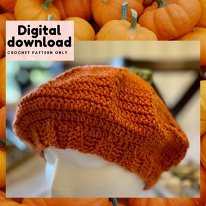 Häkelanleitung Kürbis-Barett, Schritt für Schritt DIY Herbstmütze mit Bildern, Sofort-Download, PDF US Terminologie, leicht zu folgen, für Fortgeschrittene