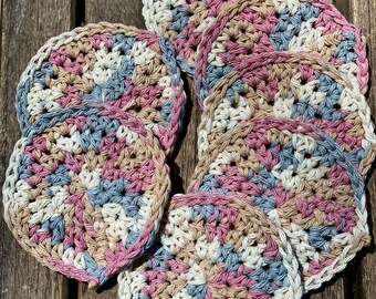 Ecofriendly reusable cotton facial scrubbies round set of 6, reusable make up remover pads, reusable ecofriendly gifts for bridesmaids