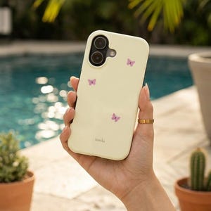 Aesthetic Butterfly iPhone Case, Cute Coquette Phone Case, Minimal iPhone Cover, Trendy Girl Gift, Blue Aesthetic, Protective Case