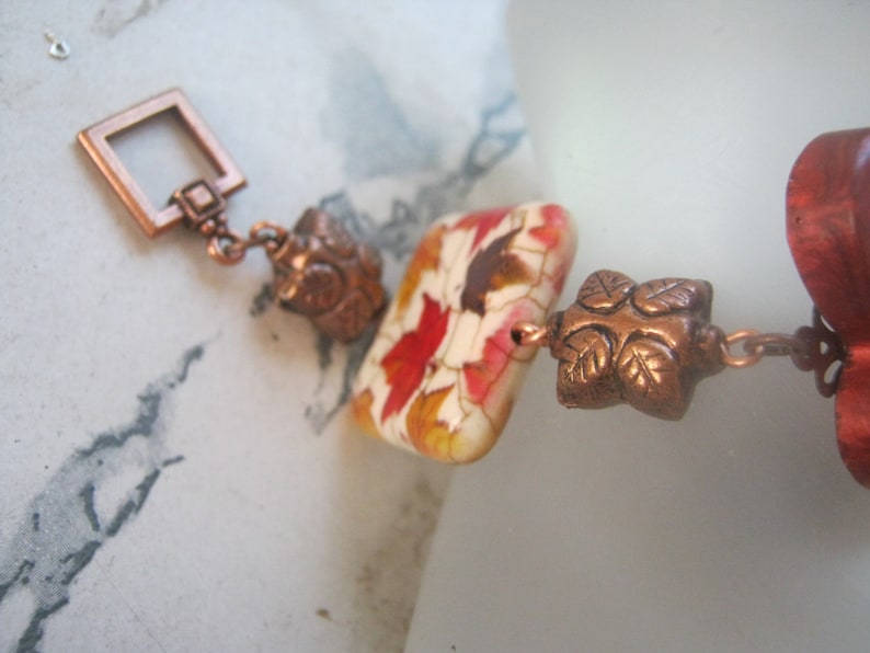 Fall Butterfly and Copper Leaf Bracelet