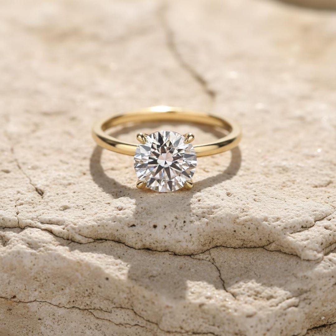 14k Gold Lab Grown Diamond Solitaire Engagement Ring - 0.50, 1, 1.50 CT ...
