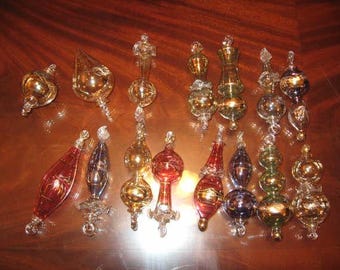 22 +2 FREE Mouthblown Handcrafted Egyptian Pyrex Glass Xmas Christmas Tree Ornaments Holiday Season Decoration With REAL GOLD Handmade Egypt
