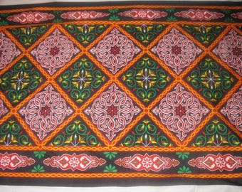 2.6 meters / 100 inches Colorful Traditional Egyptian Textile Poly-Cotton Mix Fabric - BLACK CHESS - Washable - Up to 32 Meters/104 Feet/Pc