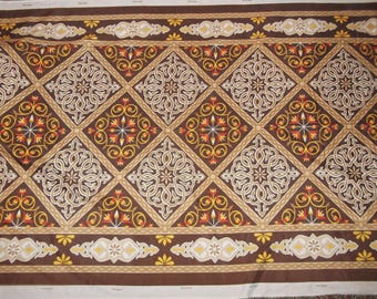 2.6 meters / 100 inches Colorful Traditional Egyptian Textile Poly-Cotton Mix Fabric - BROWN CHESS - Washable - Up to 32 m/104 Feet