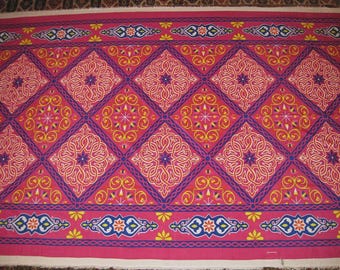 2.6 meters / 100 inches Colorful Traditional Egyptian Textile Poly-Cotton Mix Fabric - PINK/FUSCHIA CHESS - Washable - Up to 32 m / 104 Feet