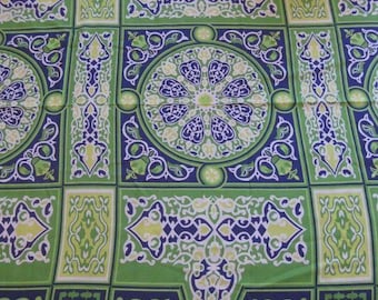2.6 meters / 100 inches Colorful Traditional Egyptian Textile Poly-Cotton Mix Fabric - GREEN SANNAN - Washable - Up to 32 Meter/104 Feet