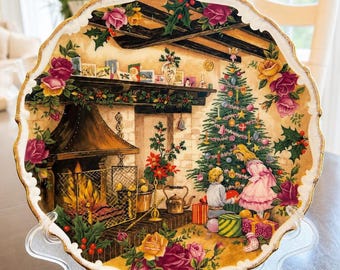 Royal Albert 1990 “Christmas Joy” Collector Plate • Vintage English Fine Bone China • Christmas Decor • Gold Trim