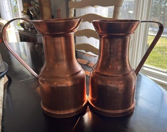 Rustic “Copper and Hammered Copper” Water/Milk/Cream Jug/Pitchers - Pair or single