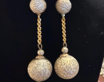 Goldtone 3” Dangle - Ball Drop Earrings