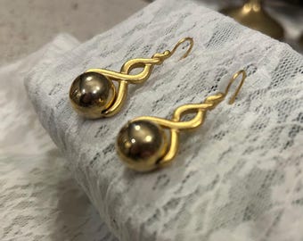Gold-Tone 1.75” Twisted Earrings with Polished Ball