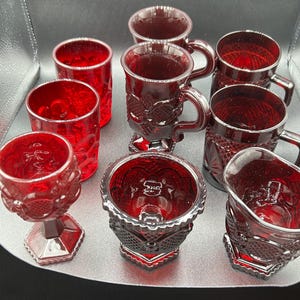 Avon “Cape Cod” Ruby Red Glassware and Assorted Red Glass