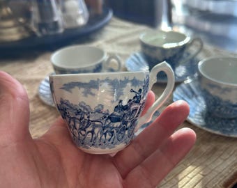 Myott “Coaching Days”  Demitasse Cup and Saucers - Set of 4