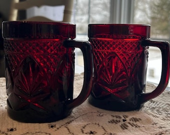 Cristal D’Arques-Durand “Ruby Red” Mugs - Set of 2