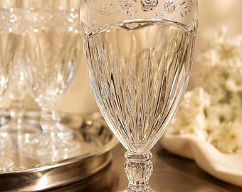 Oneida Southern Garden Cut Crystal Ice Tea Glasses – Frosted Floral Motif Set